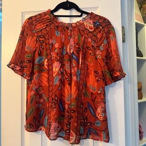 Burnt Orange Floral Blouse